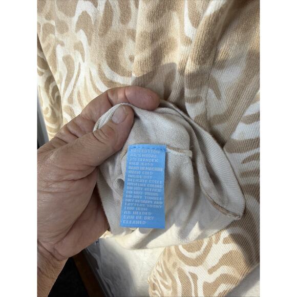 J. Mclaughlin Sweater Womens M Ivory Tan Animal Print Cotton Modal Pullover - Picture 5 of 8